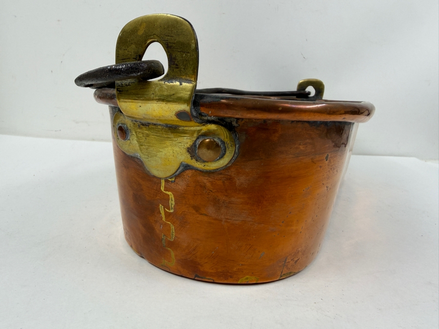 Antique French Copper Fish Poacher Kettel Poissonniere With Wrought Iron Handle 17W X 7D X 4H (RSF) [Photo 8]