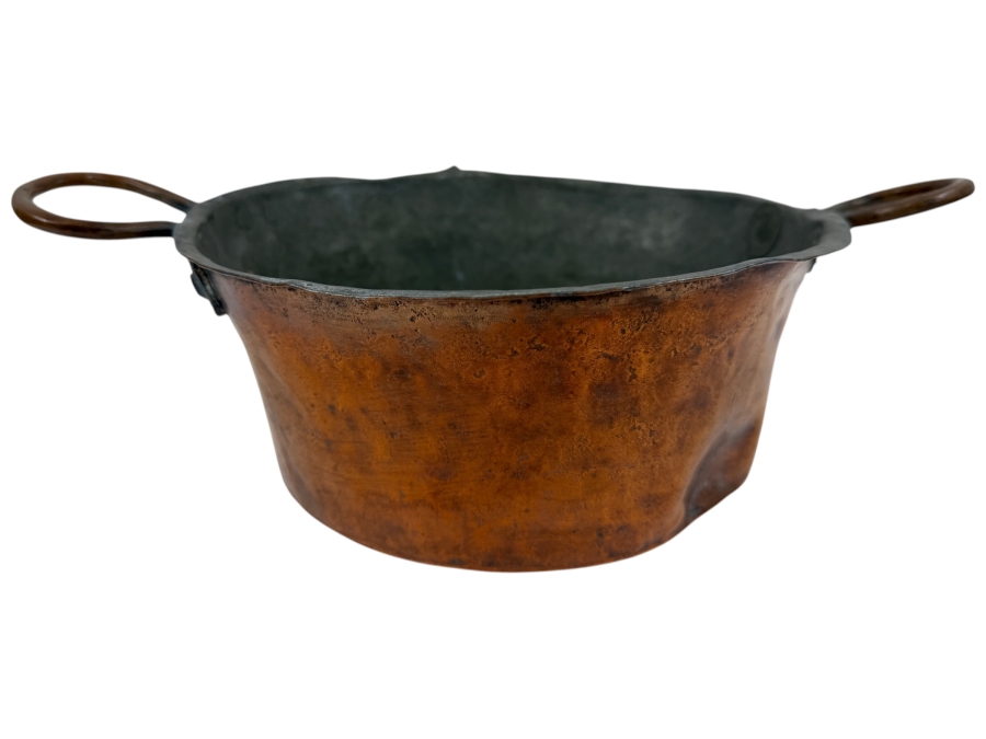 Antique Hand Wrought Copper Pot With Handles 9.5W X 4H (RSF)