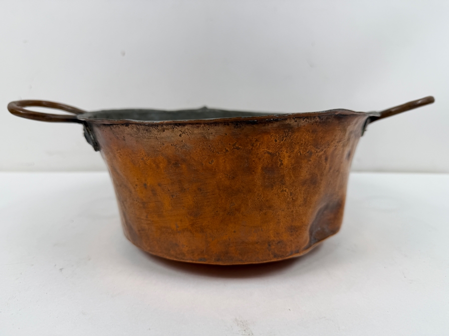 Antique Hand Wrought Copper Pot With Handles 9.5W X 4H (RSF) [Photo 2]