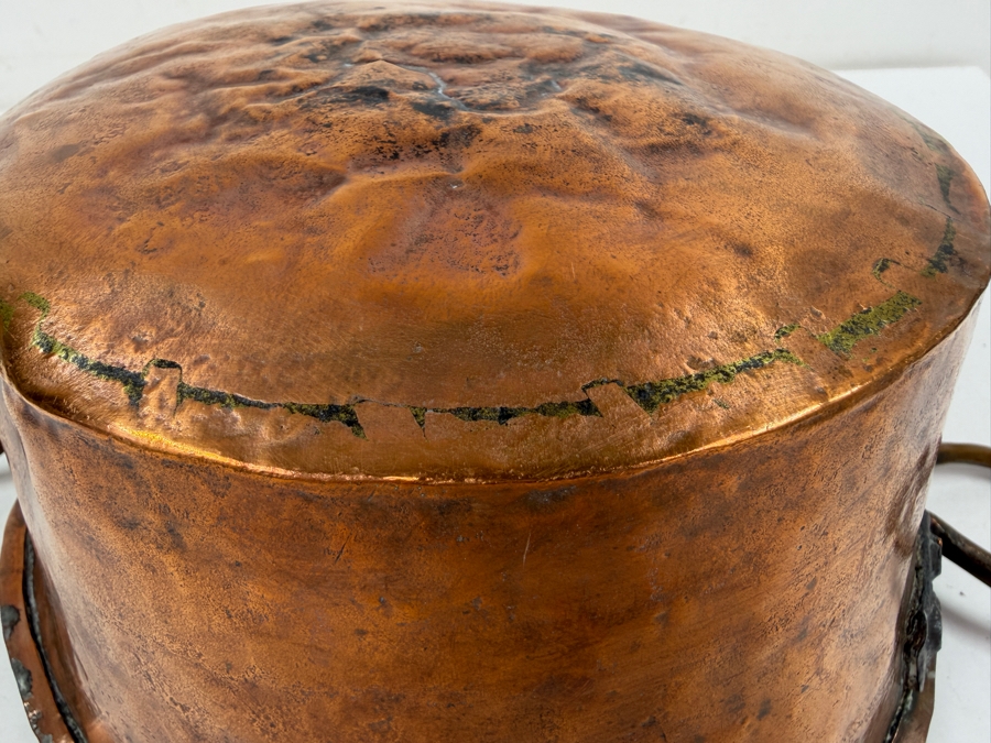 Antique Hand Wrought Copper Pot With Handles 9.5W X 4H (RSF) [Photo 8]