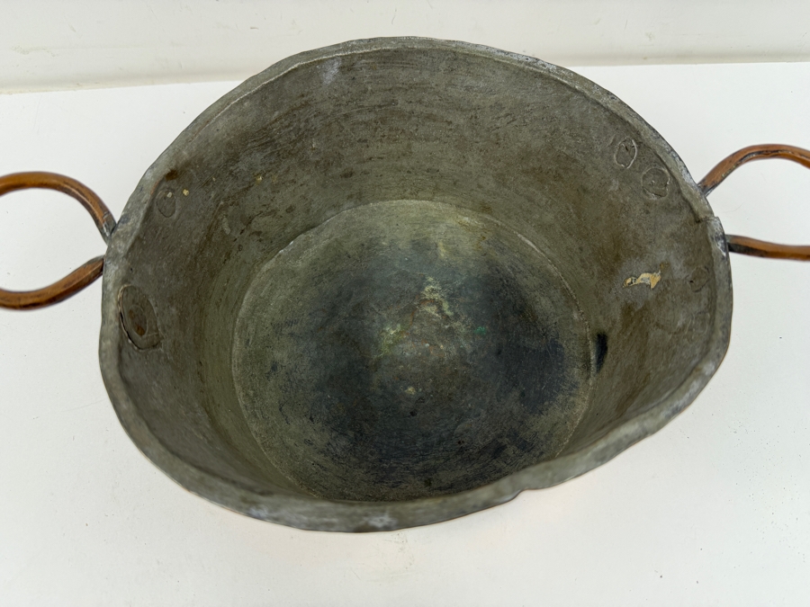 Antique Hand Wrought Copper Pot With Handles 9.5W X 4H (RSF) [Photo 6]
