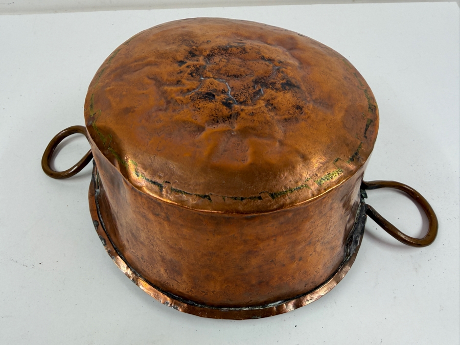 Antique Hand Wrought Copper Pot With Handles 9.5W X 4H (RSF) [Photo 7]