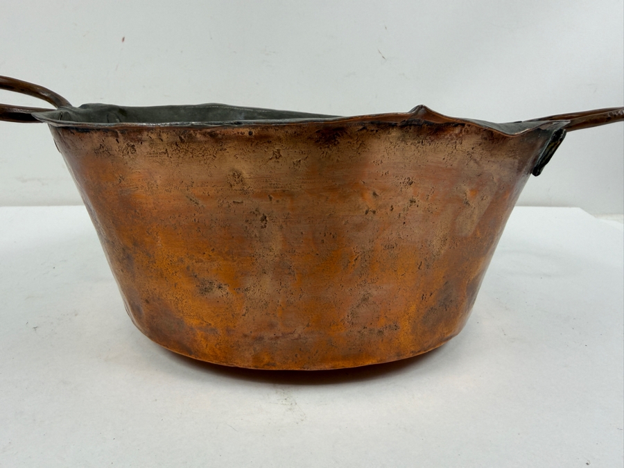 Antique Hand Wrought Copper Pot With Handles 9.5W X 4H (RSF) [Photo 5]