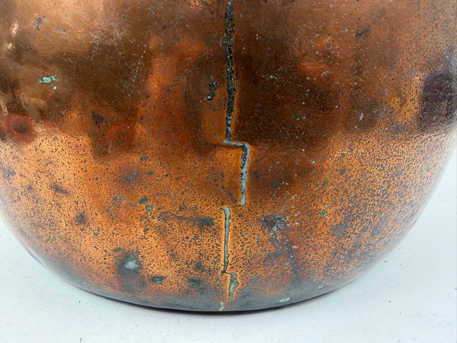 Antique Hand Wrought Copper Cauldron Pot With Wrought Iron Handle 12W X 8H (RSF) [Photo 11]