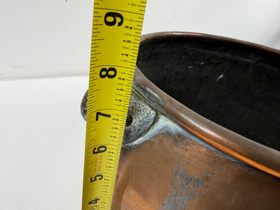 Antique Hand Wrought Copper Cauldron Pot With Wrought Iron Handle 12W X 8H (RSF) [Photo 14]