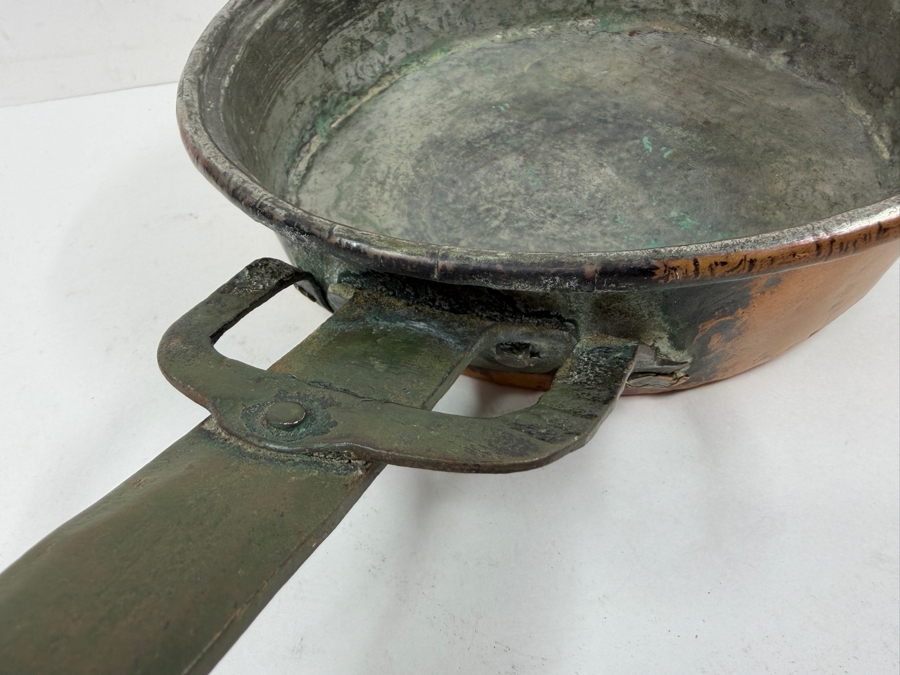Antique Copper Pan With Wrought Iron Handle 10W X 21L X 3.75H (RSF) [Photo 5]