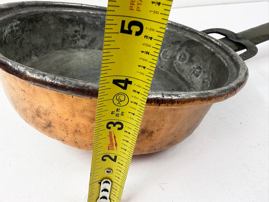 Antique Copper Pan With Wrought Iron Handle 10W X 21L X 3.75H (RSF) [Photo 17]