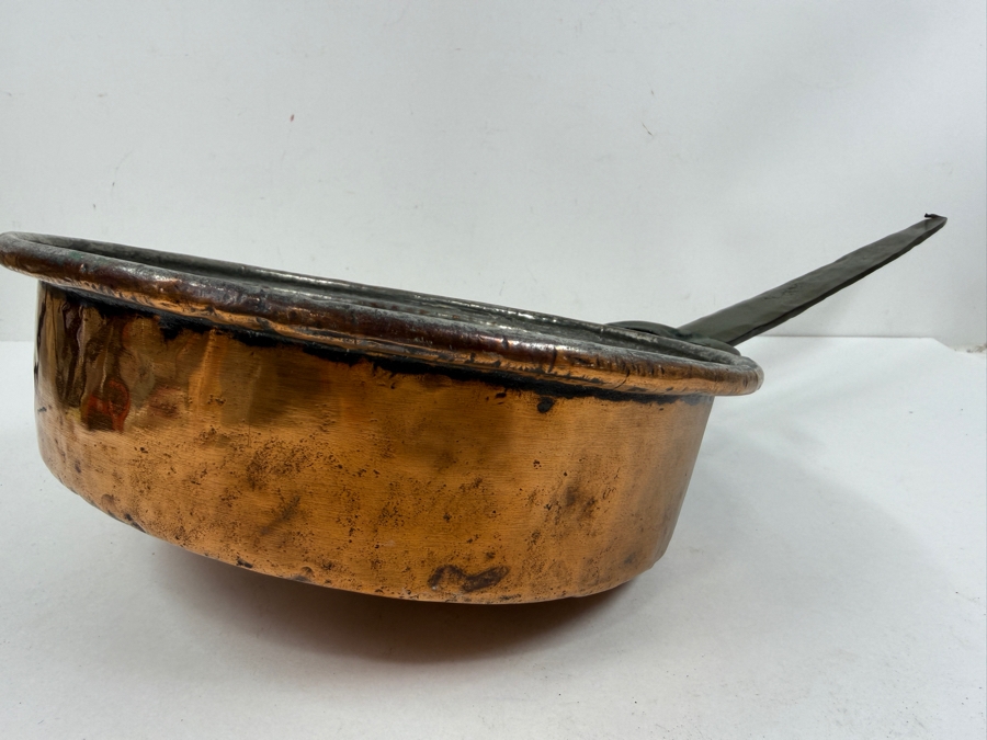 Antique Copper Pan With Wrought Iron Handle 10W X 21L X 3.75H (RSF) [Photo 3]