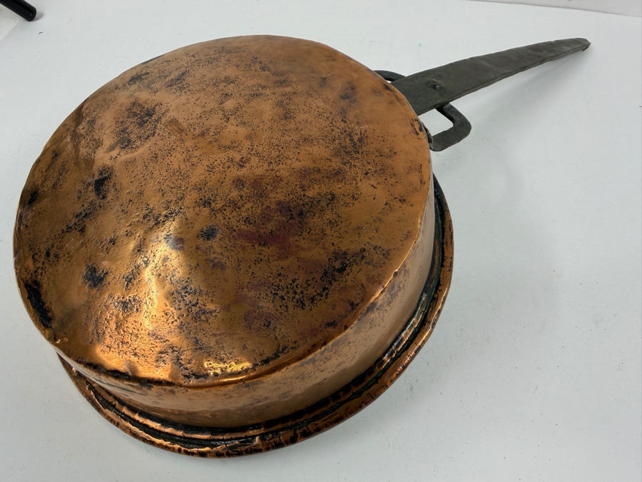 Antique Copper Pan With Wrought Iron Handle 10W X 21L X 3.75H (RSF) [Photo 11]