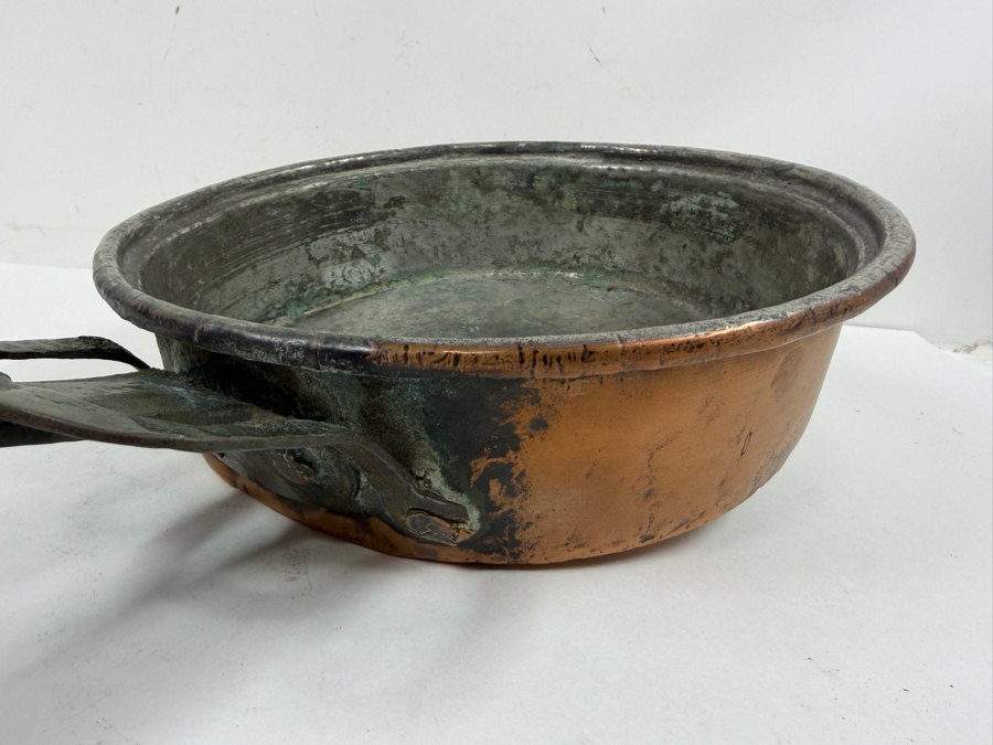 Antique Copper Pan With Wrought Iron Handle 10W X 21L X 3.75H (RSF) [Photo 6]