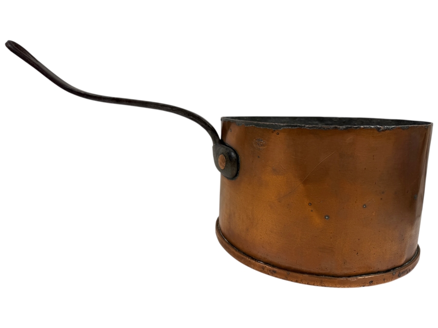 Antique D. H. & M. Co. N.Y. Copper Pot With Wrought Iron Handle 10.58lbs 11W X 22.5L X 7H (RSF)