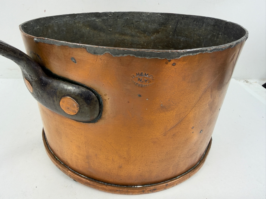 Antique D. H. & M. Co. N.Y. Copper Pot With Wrought Iron Handle 10.58lbs 11W X 22.5L X 7H (RSF) [Photo 5]