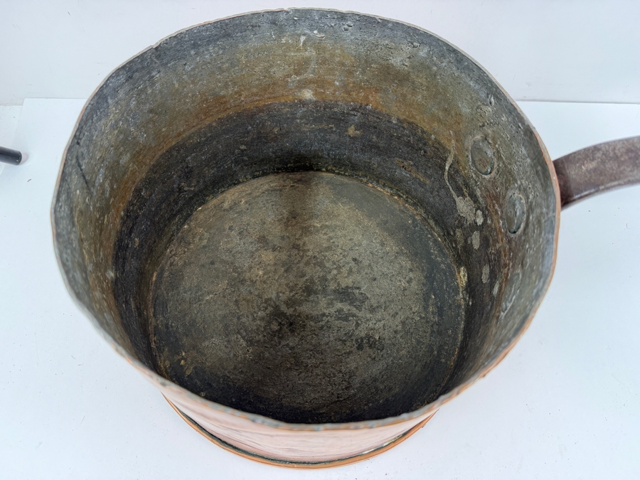 Antique D. H. & M. Co. N.Y. Copper Pot With Wrought Iron Handle 10.58lbs 11W X 22.5L X 7H (RSF) [Photo 8]