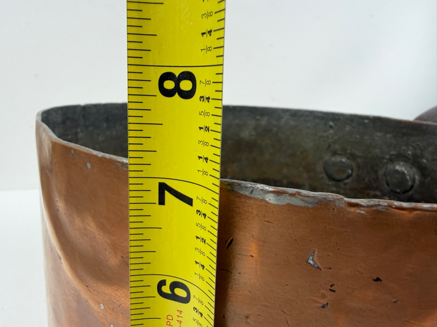 Antique D. H. & M. Co. N.Y. Copper Pot With Wrought Iron Handle 10.58lbs 11W X 22.5L X 7H (RSF) [Photo 15]