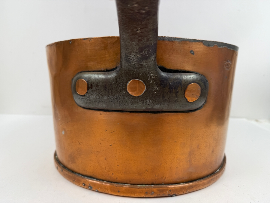 Antique D. H. & M. Co. N.Y. Copper Pot With Wrought Iron Handle 10.58lbs 11W X 22.5L X 7H (RSF) [Photo 6]