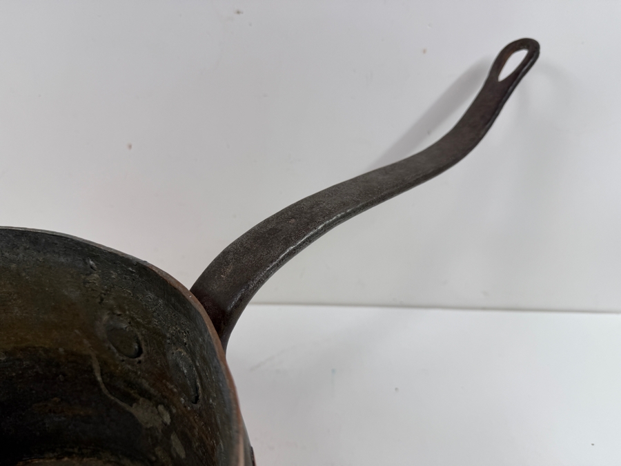 Antique D. H. & M. Co. N.Y. Copper Pot With Wrought Iron Handle 10.58lbs 11W X 22.5L X 7H (RSF) [Photo 9]