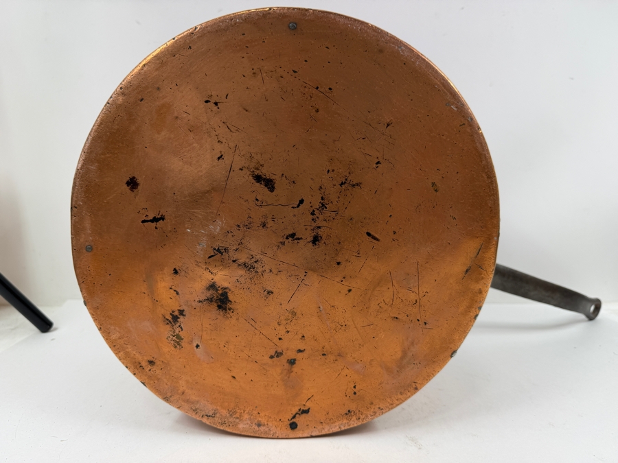 Antique D. H. & M. Co. N.Y. Copper Pot With Wrought Iron Handle 10.58lbs 11W X 22.5L X 7H (RSF) [Photo 12]