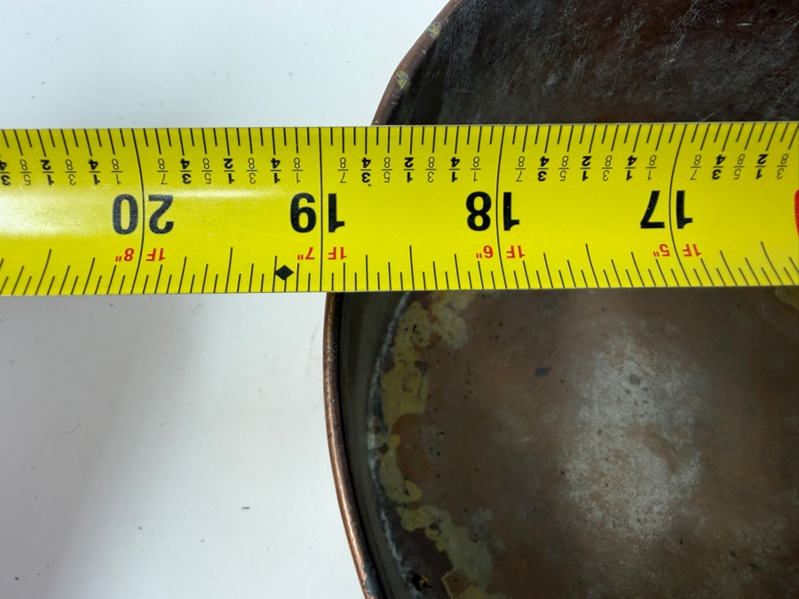 Antique Hand Wrought Copper Pot With Handle 9W X 19L X 5H (RSF) [Photo 11]