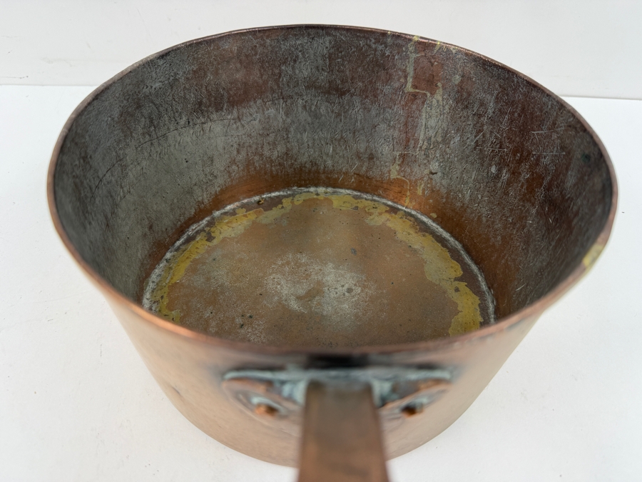 Antique Hand Wrought Copper Pot With Handle 9W X 19L X 5H (RSF) [Photo 6]