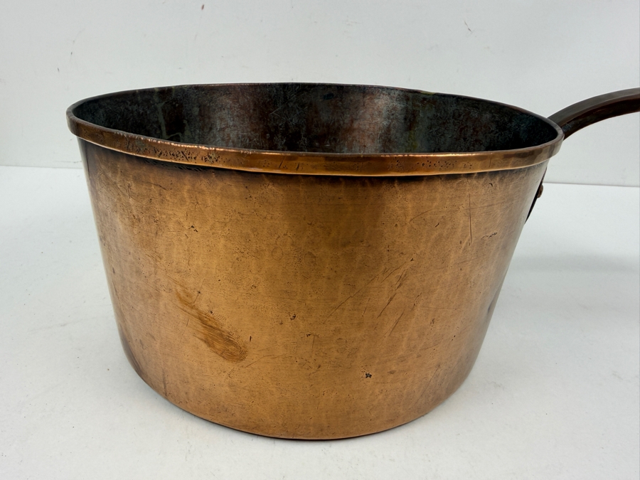 Antique Hand Wrought Copper Pot With Handle 9W X 19L X 5H (RSF) [Photo 7]