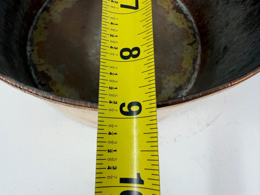 Antique Hand Wrought Copper Pot With Handle 9W X 19L X 5H (RSF) [Photo 10]