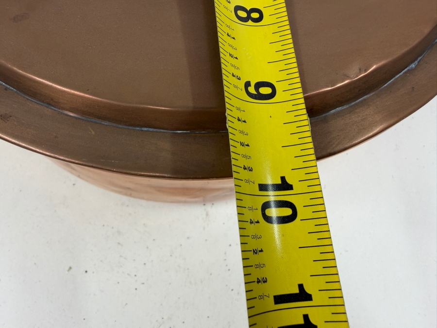 Vintage French Oval Copper Pot With Lid And Brass Handles 12W X 9.5D X 5H (RSF) [Photo 9]