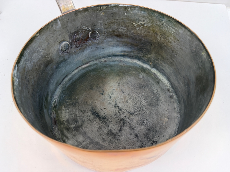 Vintage French Hammered Copper Saucepan 10'W X 20'L (RSF) [Photo 12]