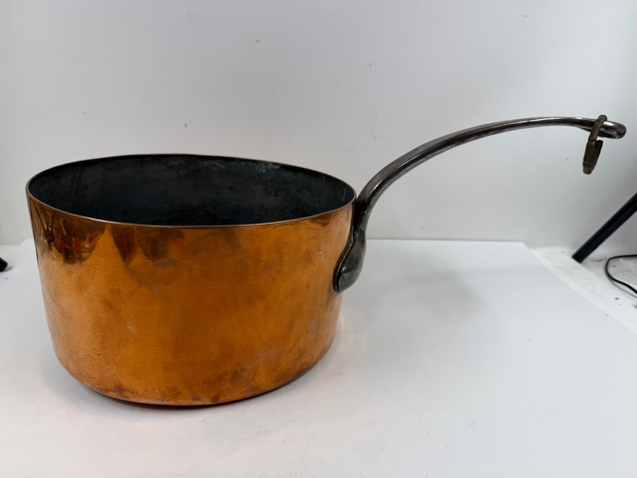 Vintage French Hammered Copper Saucepan 10'W X 20'L (RSF) [Photo 3]