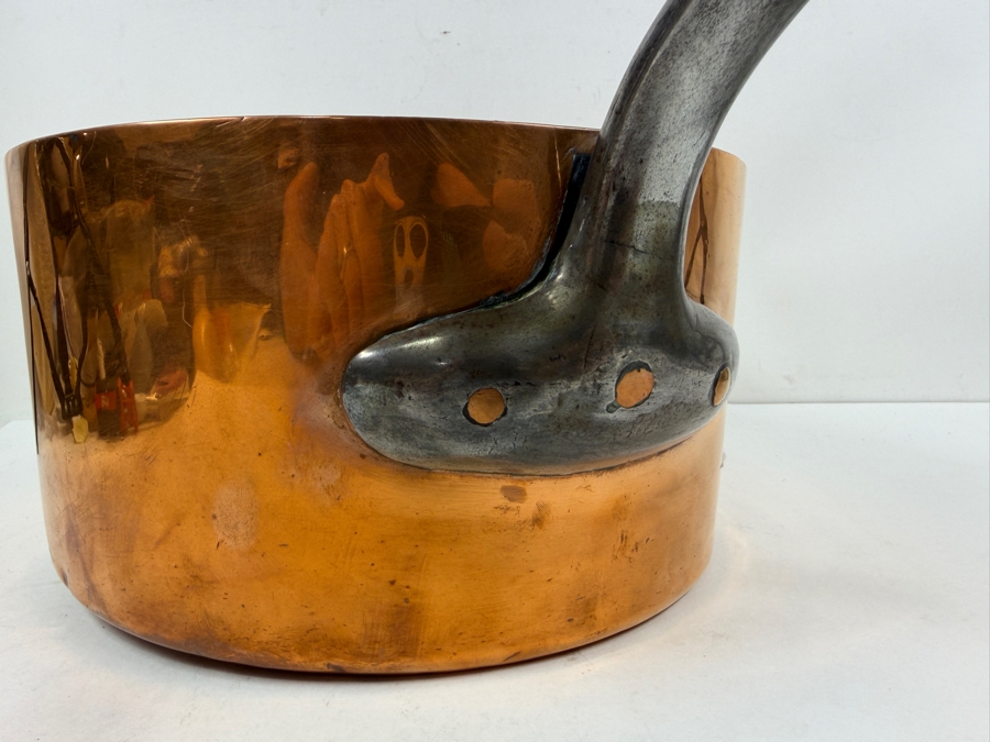 Vintage French Hammered Copper Saucepan 10'W X 20'L (RSF) [Photo 6]