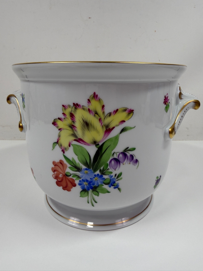 Herend Porcelain Cachepot With 24K Gold Rim 9'W X 6.75'H (RSF) [Photo 2]