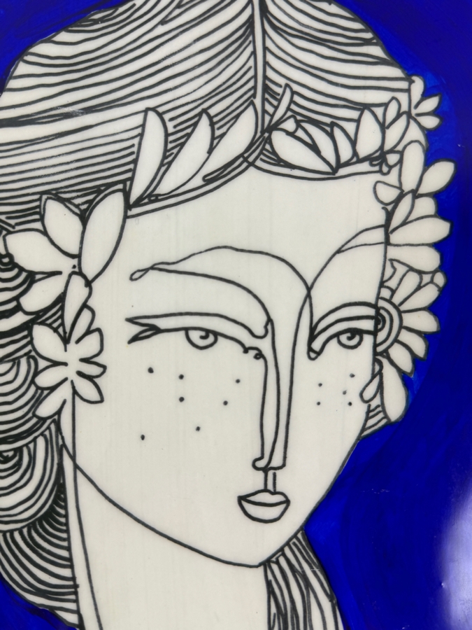 Aussie Artist Jaivasicek Hand Painted Large Stylized Portrait Tile 9'W X 12'H (HA) [Photo 3]