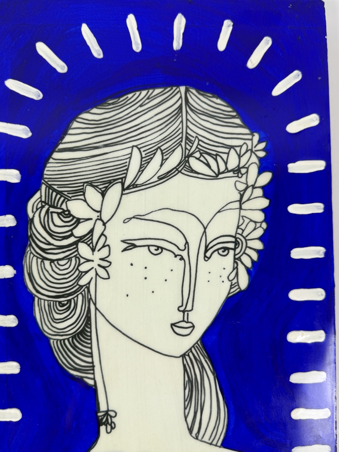 Aussie Artist Jaivasicek Hand Painted Large Stylized Portrait Tile 9'W X 12'H (HA) [Photo 2]