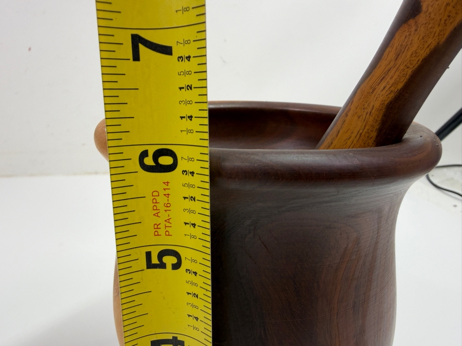 Wooden Mortar And Pestle With Natural Wood Grain Pattern 6'H (RSF) [Photo 5]