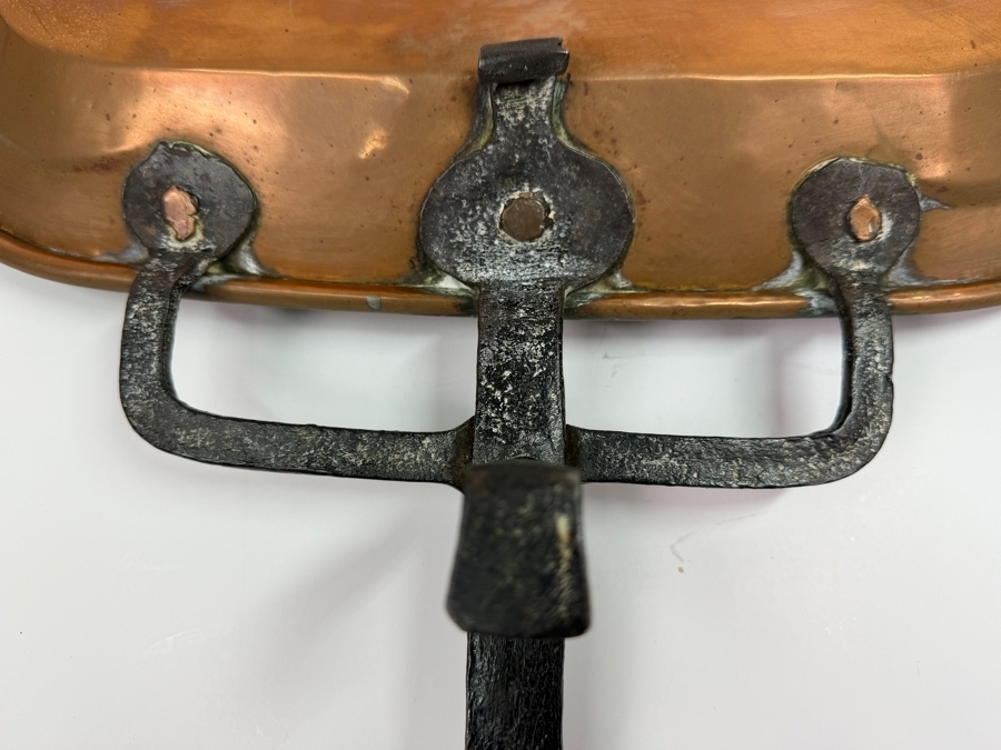 Antique French Copper Lechefrite Dripping Pan With Wrought Iron Handle 17'W X 21'L X 3'H (RSF) [Photo 2]