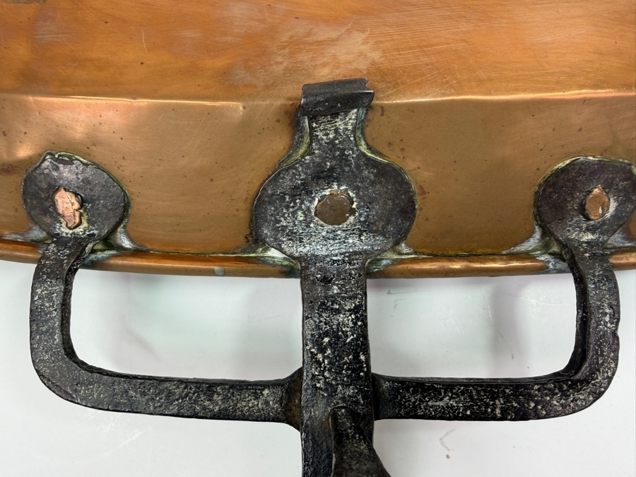 Antique French Copper Lechefrite Dripping Pan With Wrought Iron Handle 17'W X 21'L X 3'H (RSF) [Photo 3]