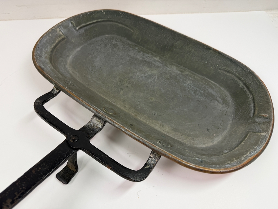 Antique French Copper Lechefrite Dripping Pan With Wrought Iron Handle 17'W X 21'L X 3'H (RSF) [Photo 6]