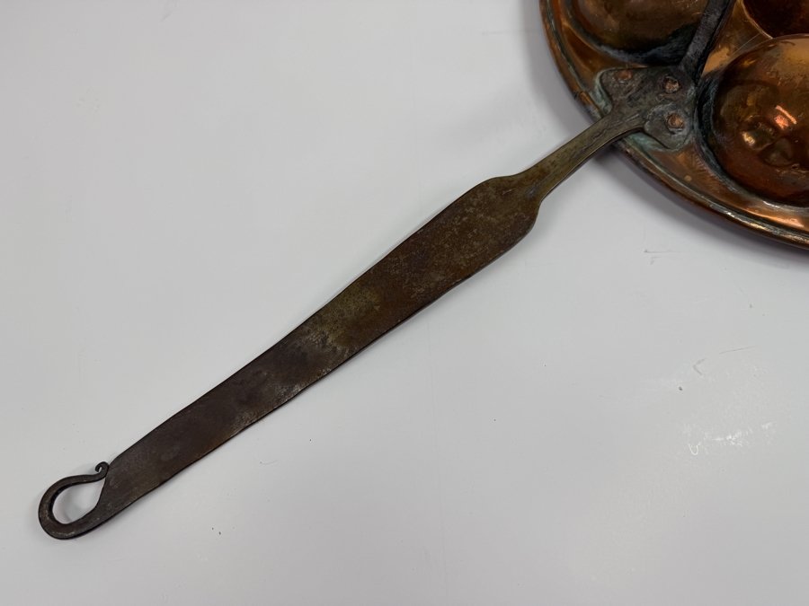 Vintage Copper Pan For Cooking Scandinavian Æbleskiver (Donut Holes) Or French Escargot (Snails) 11.5'W X 23'L (RSF)
 [Photo 5]