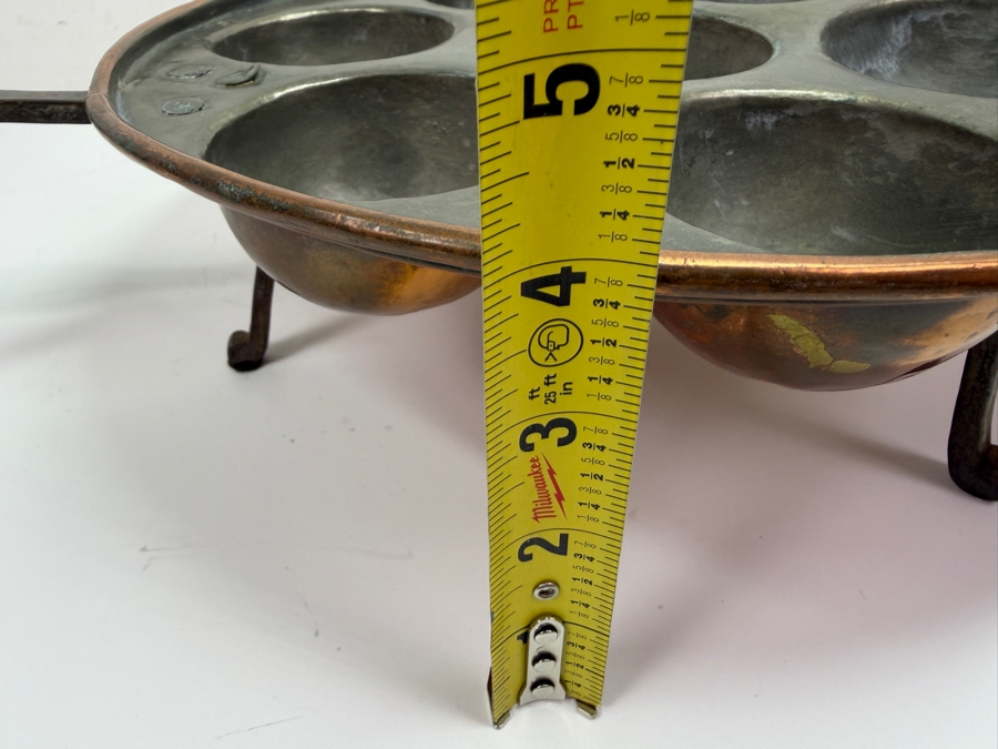 Vintage Copper Pan For Cooking Scandinavian Æbleskiver (Donut Holes) Or French Escargot (Snails) 11.5'W X 23'L (RSF)
 [Photo 12]