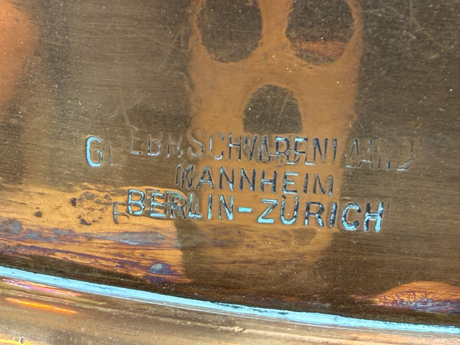 Vintage Gebruder Schwabenland German Hand Wrought Copper Bowl Pot With Wrought Iron Handles Mannheim Berlin-Zurich 17W X 9H (RSF) [Photo 9]