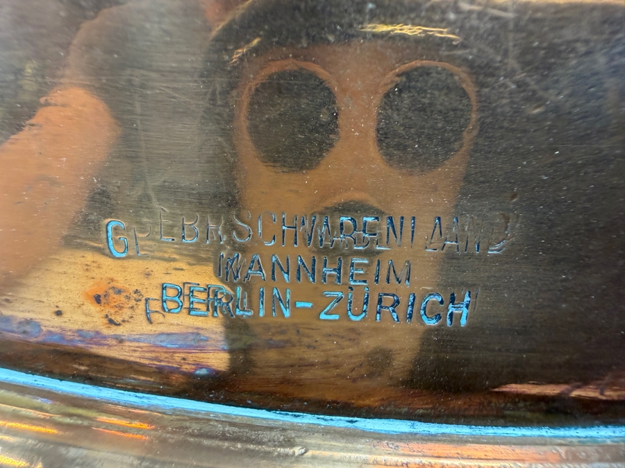 Vintage Gebruder Schwabenland German Hand Wrought Copper Bowl Pot With Wrought Iron Handles Mannheim Berlin-Zurich 17W X 9H (RSF) [Photo 8]