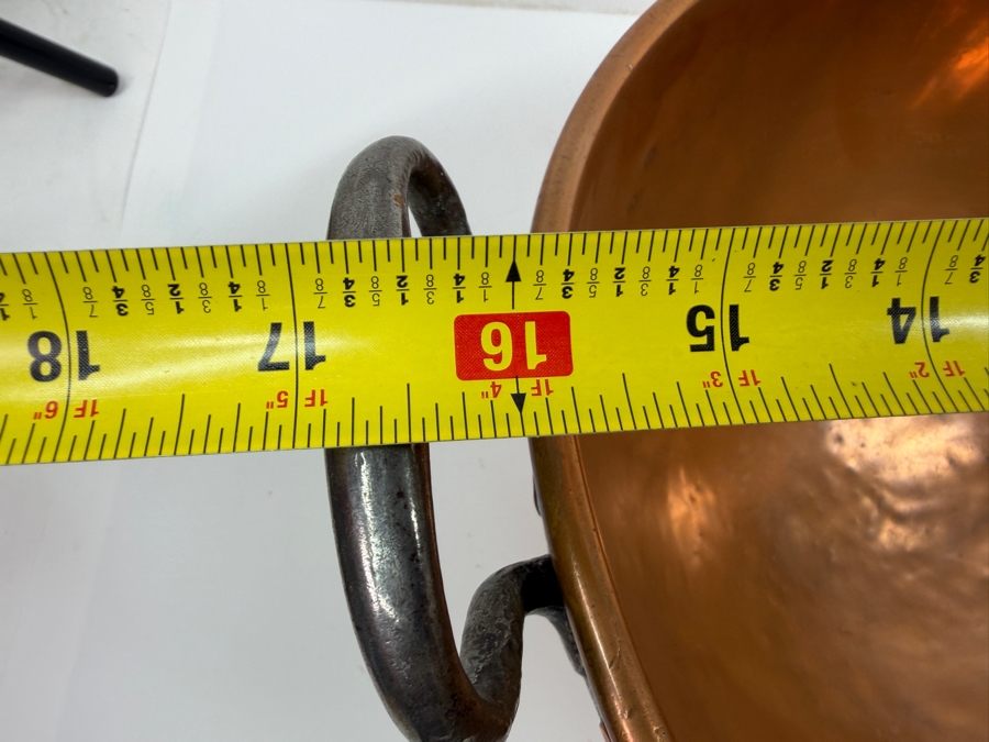 Vintage Gebruder Schwabenland German Hand Wrought Copper Bowl Pot With Wrought Iron Handles Mannheim Berlin-Zurich 17W X 9H (RSF) [Photo 11]