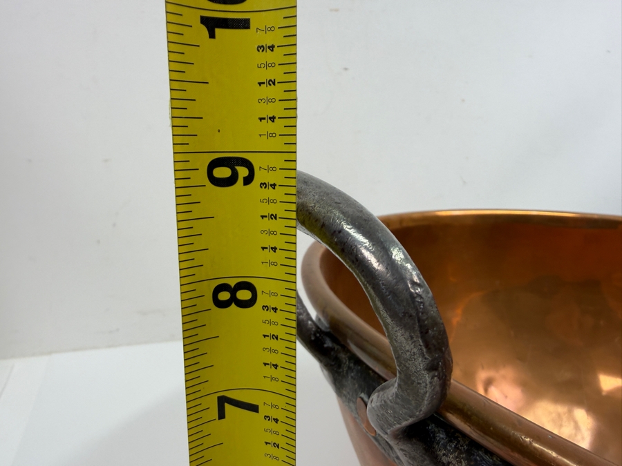 Vintage Gebruder Schwabenland German Hand Wrought Copper Bowl Pot With Wrought Iron Handles Mannheim Berlin-Zurich 17W X 9H (RSF) [Photo 12]