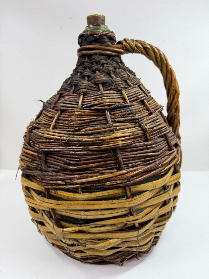 Vintage French Wrapped Demijohn Bottle 16'H (RSF) [Photo 2]