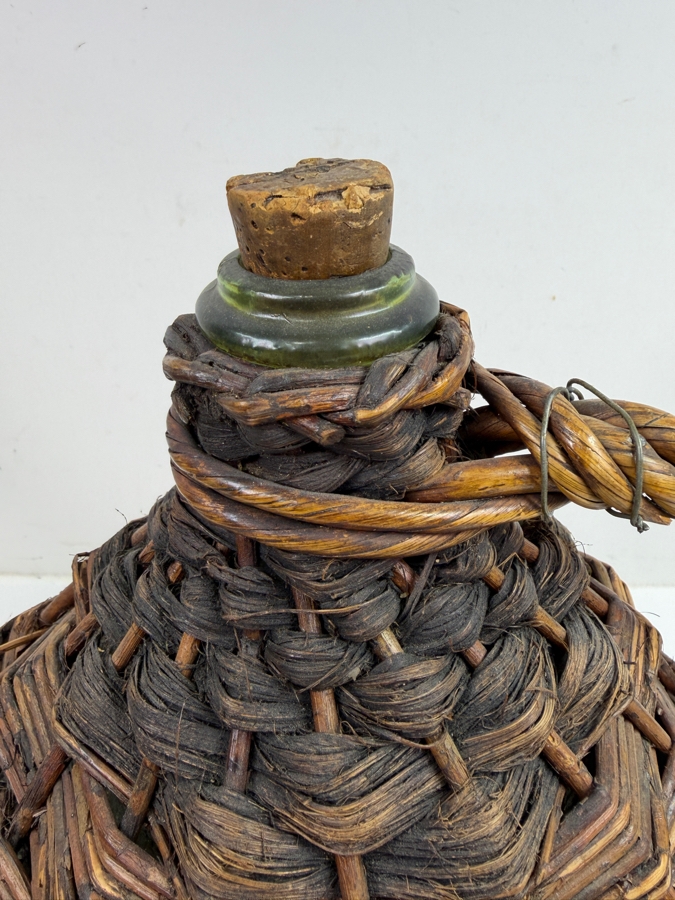 Vintage French Wrapped Demijohn Bottle 16'H (RSF) [Photo 3]