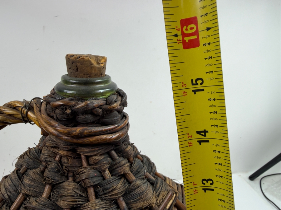 Vintage French Wrapped Demijohn Bottle 16'H (RSF) [Photo 8]