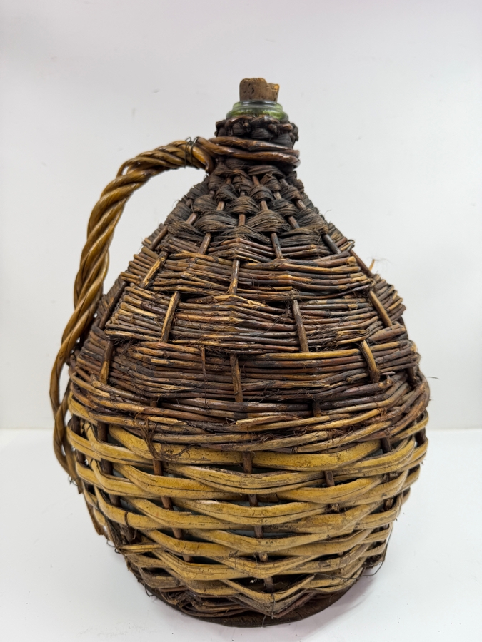 Vintage French Wrapped Demijohn Bottle 16'H (RSF) [Photo 5]