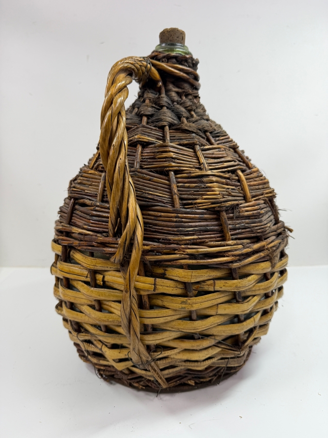 Vintage French Wrapped Demijohn Bottle 16'H (RSF) [Photo 4]