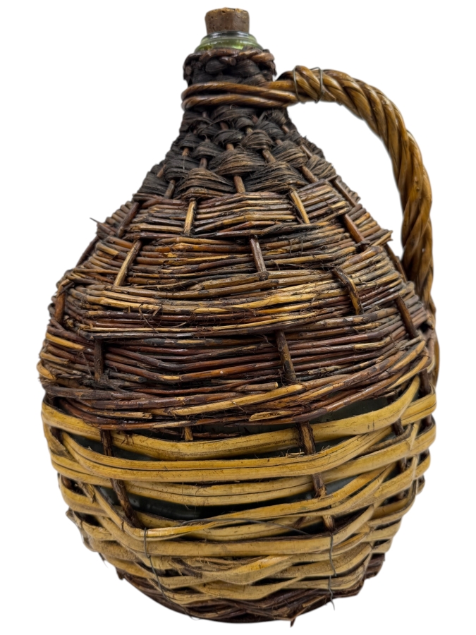 Vintage French Wrapped Demijohn Bottle 16'H (RSF)