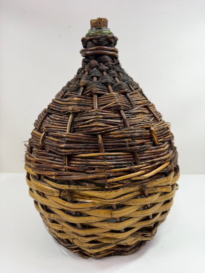 Vintage French Wrapped Demijohn Bottle 16'H (RSF) [Photo 6]