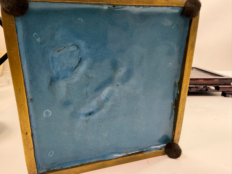 Hexagonal Chinese Cloisonne Vase Decorated With Dragon And Peacock Motifs On Wooden Stand 17'H (RSF) [Photo 17]